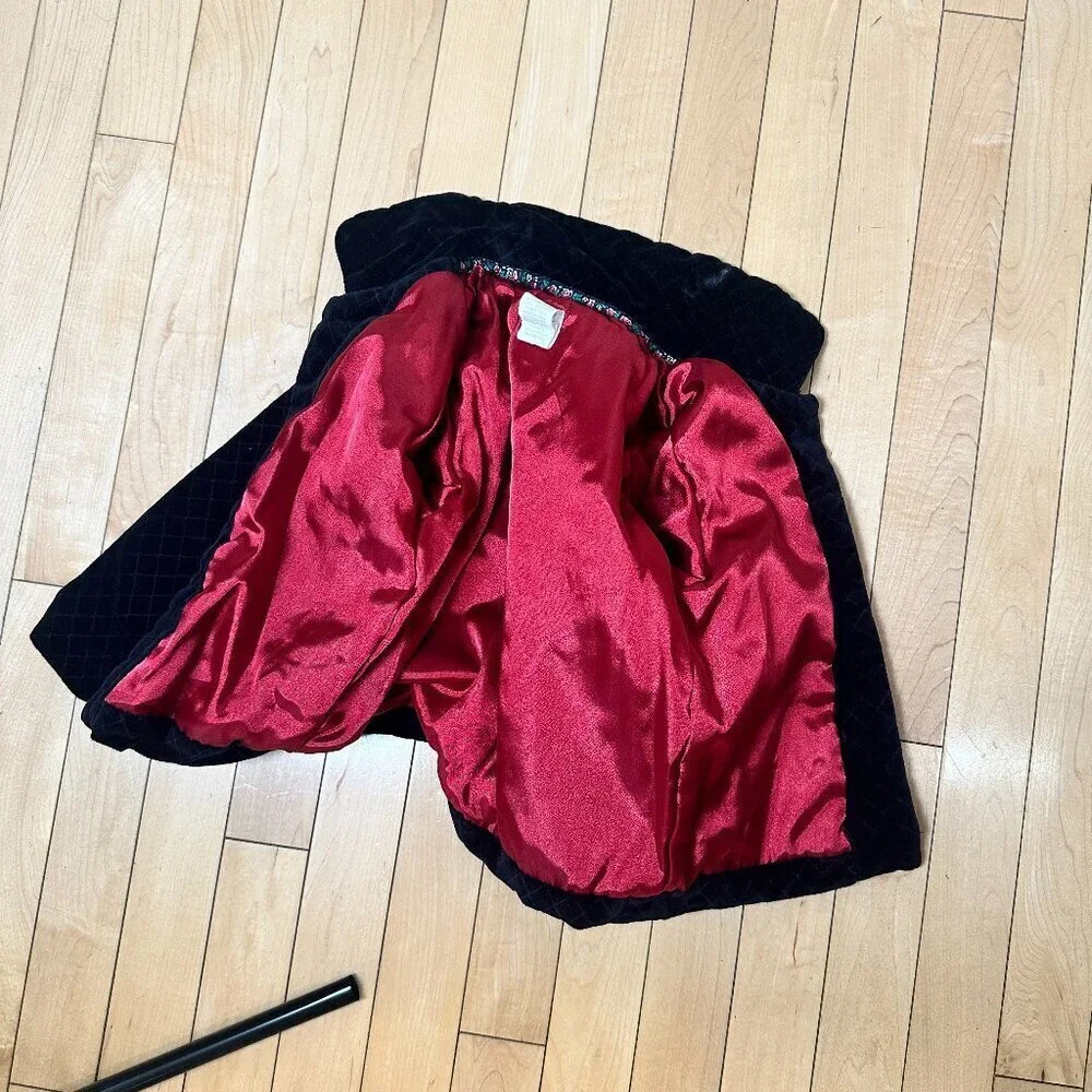 Baby GAP Vintage VELVET Quilted Jacket Coat Size 2T-3T Red satin Lining